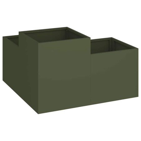 Градинска саксия Маслиненозелен 80 x 80 x 48 см Стомана