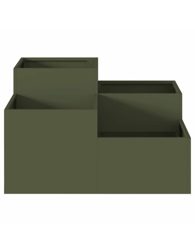 Градинска саксия Маслиненозелен 80 x 80 x 48 см Стомана