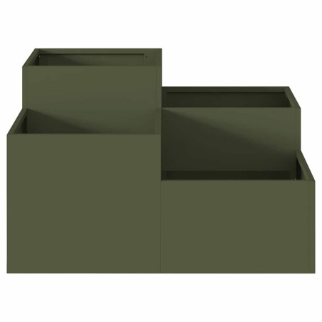 Градинска саксия Маслиненозелен 80 x 80 x 48 см Стомана