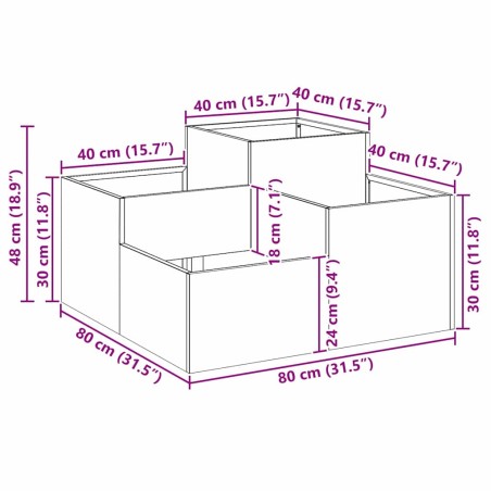 Градинска саксия Сребрист 80 x 80 x 48 см Неръждаема стомана