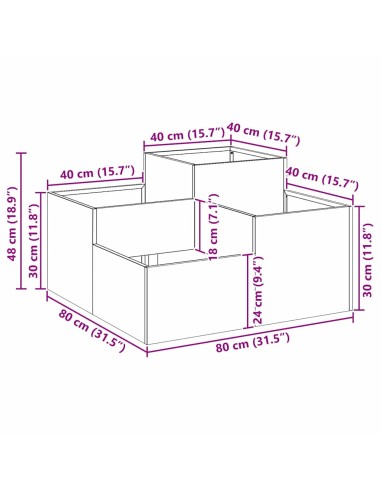 Градинска саксия Сребрист 80 x 80 x 48 см Поцинкована стомана