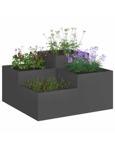 Градинска саксия Черно 100 x 100 x 48 см Стомана
