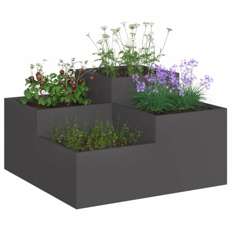 Градинска саксия Черно 100 x 100 x 48 см Стомана