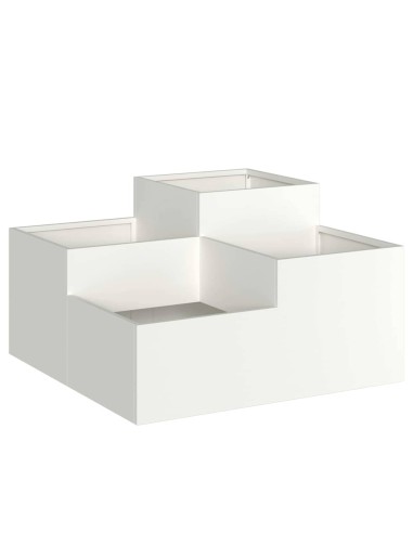 Градинска саксия Бяло 100 x 100 x 48 см Стомана