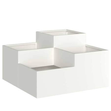 Градинска саксия Бяло 100 x 100 x 48 см Стомана