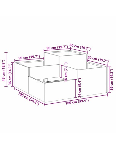 Градинска саксия Бяло 100 x 100 x 48 см Стомана