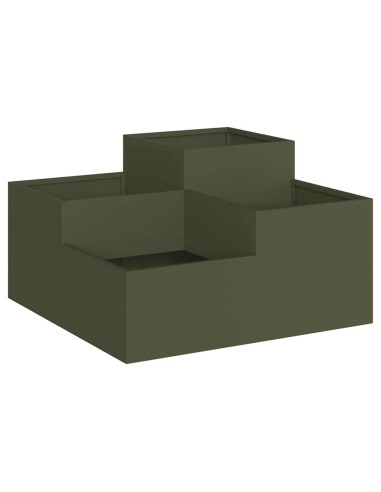 Градинска саксия Маслиненозелен 100 x 100 x 48 см Стомана