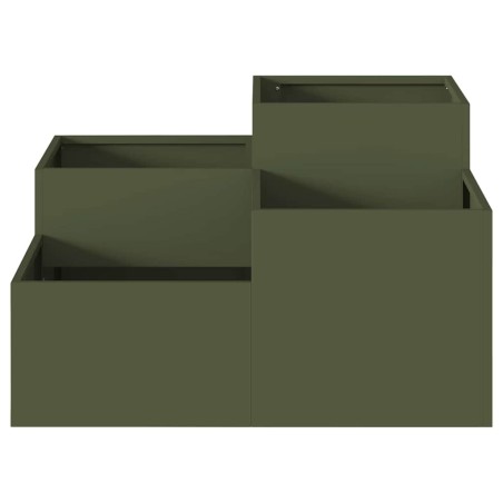 Градинска саксия Маслиненозелен 100 x 100 x 48 см Стомана