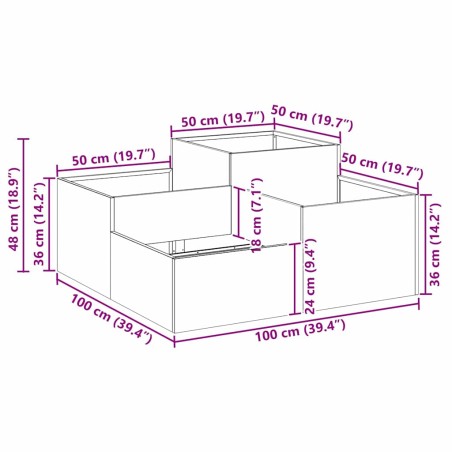 Градинска саксия Сребрист 100 x 100 x 48 см Поцинкована стомана