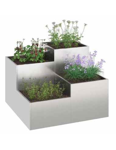 Градинска саксия Сребрист 80 x 80 x 60 см Неръждаема стомана