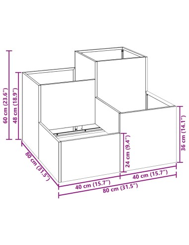 Градинска саксия Сребрист 80 x 80 x 60 см Поцинкована стомана