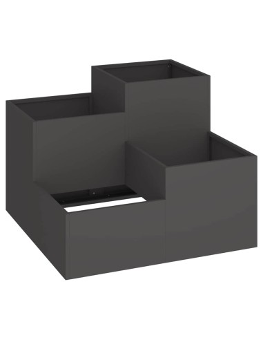 Градинска саксия Черно 100 x 100 x 60 см Стомана
