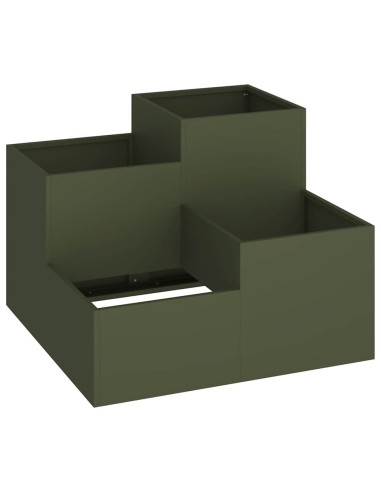 Градинска саксия Маслиненозелен 100 x 100 x 60 см Стомана