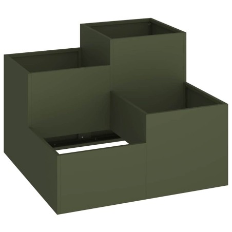 Градинска саксия Маслиненозелен 100 x 100 x 60 см Стомана