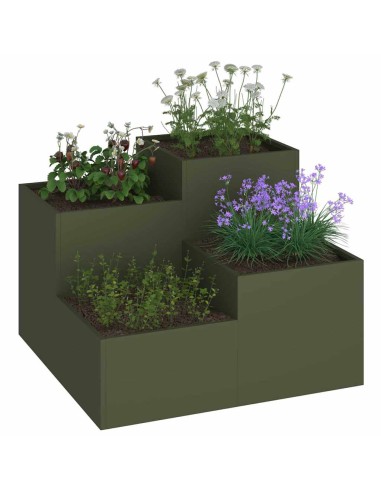 Градинска саксия Маслиненозелен 100 x 100 x 60 см Стомана