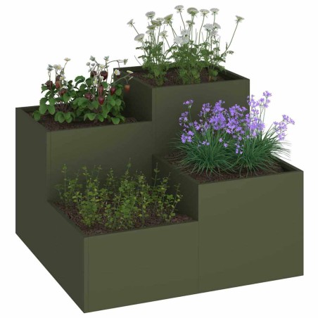 Градинска саксия Маслиненозелен 100 x 100 x 60 см Стомана