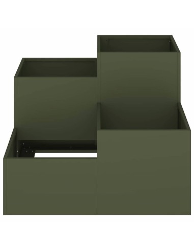 Градинска саксия Маслиненозелен 100 x 100 x 60 см Стомана