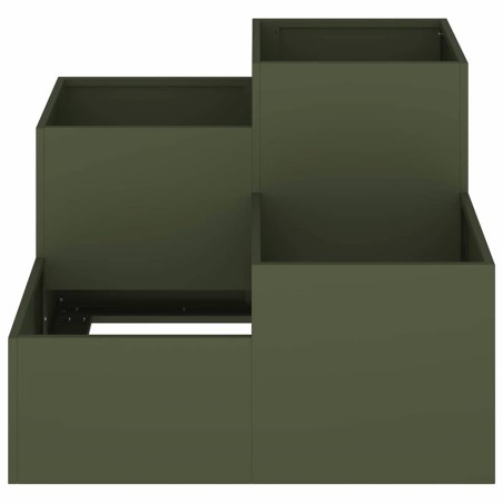 Градинска саксия Маслиненозелен 100 x 100 x 60 см Стомана