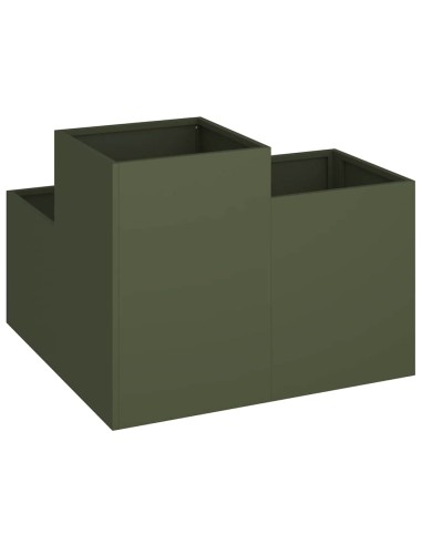 Градинска саксия Маслиненозелен 100 x 100 x 60 см Стомана