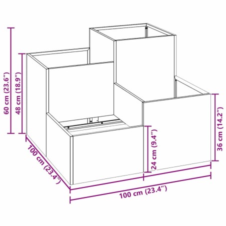 Градинска саксия Маслиненозелен 100 x 100 x 60 см Стомана