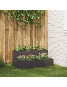 Градинска саксия Черно 100 x 60 x 45 см Стомана