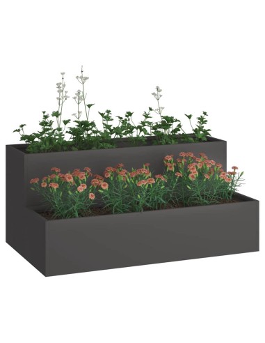 Градинска саксия Черно 100 x 60 x 45 см Стомана