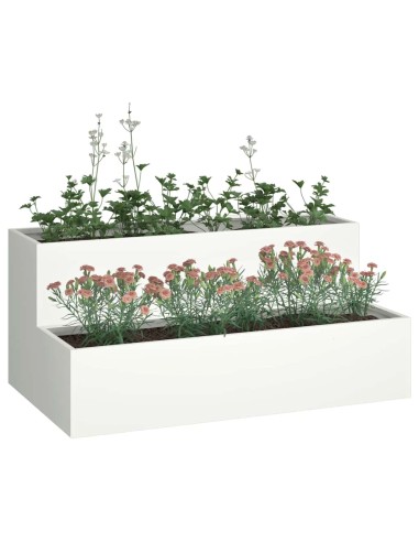Градинска саксия Бяло 100 x 60 x 45 см Стомана