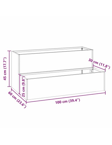 Градинска саксия Антрацит 100 x 60 x 45 см Стомана