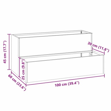 Градинска саксия Антрацит 100 x 60 x 45 см Стомана