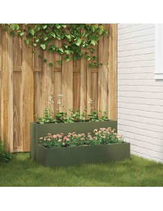 Градинска саксия Маслиненозелен 100 x 60 x 45 см Стомана