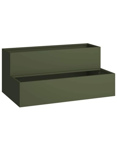 Градинска саксия Маслиненозелен 100 x 60 x 45 см Стомана