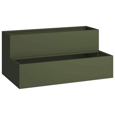 Градинска саксия Маслиненозелен 100 x 60 x 45 см Стомана