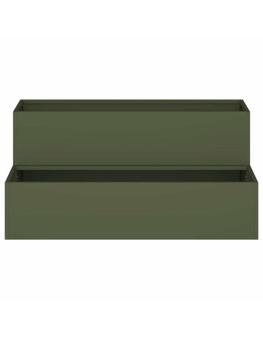 Градинска саксия Маслиненозелен 100 x 60 x 45 см Стомана