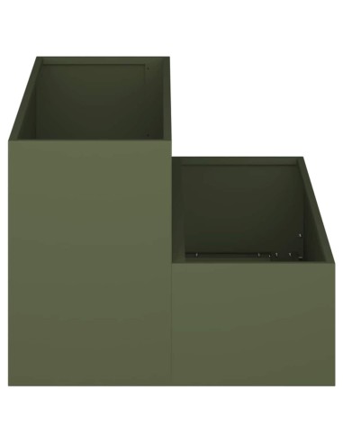 Градинска саксия Маслиненозелен 100 x 60 x 45 см Стомана