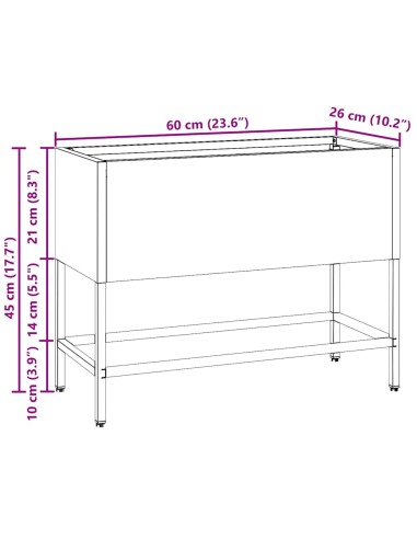 Повдигната градинска саксия Сребрист 60 x 26 x 45 см