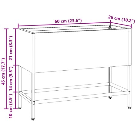 Повдигната градинска саксия Сребрист 60 x 26 x 45 см