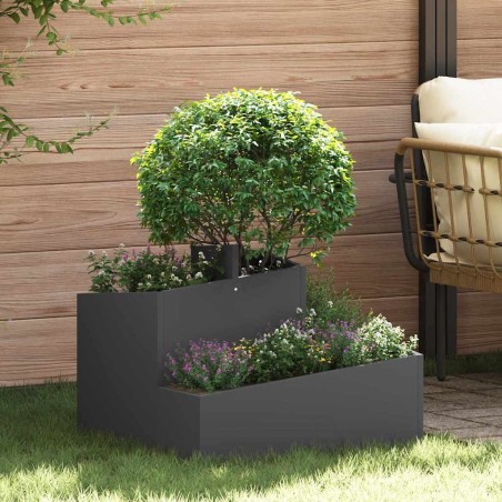 Градинска саксия Черно 60 x 60 x 50 см Стомана