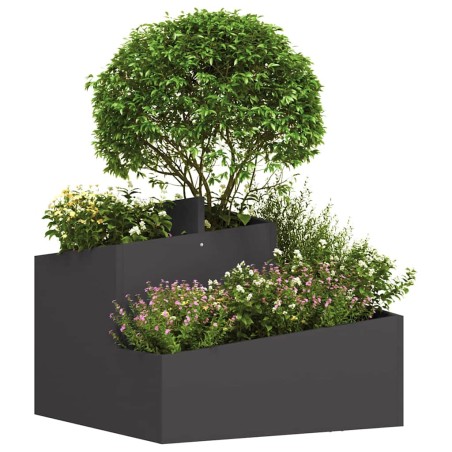 Градинска саксия Черно 60 x 60 x 50 см Стомана
