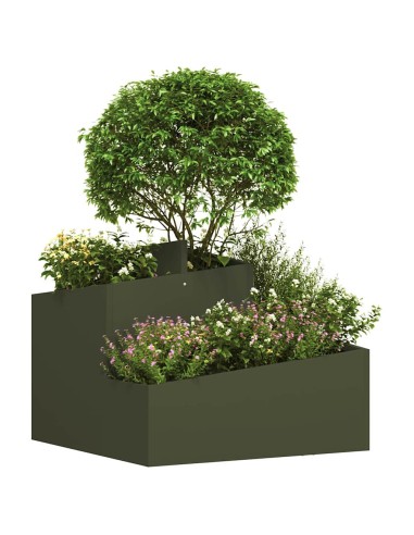 Градинска саксия Маслиненозелен 60 x 60 x 50 см Стомана