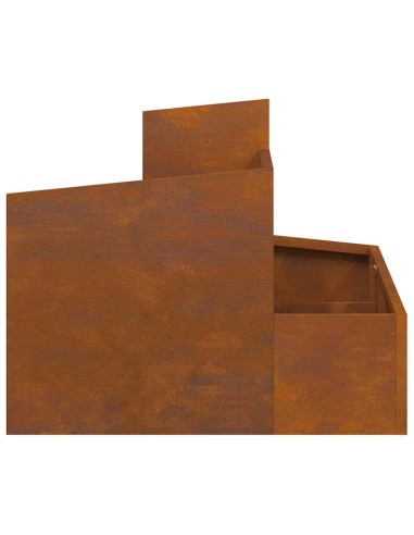 Градинска саксия Кафяво 60 x 60 x 50 см Патинираща стомана