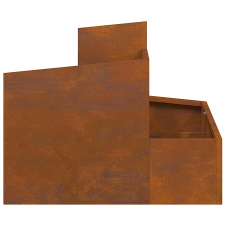 Градинска саксия Кафяво 60 x 60 x 50 см Патинираща стомана