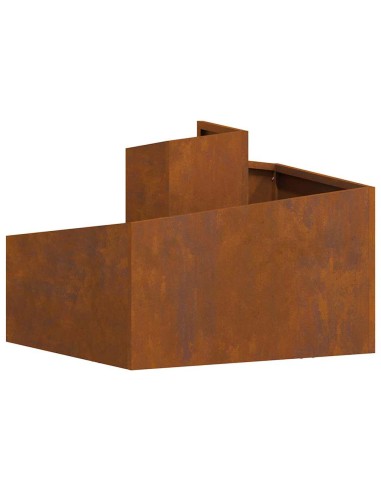 Градинска саксия Кафяво 60 x 60 x 50 см Патинираща стомана