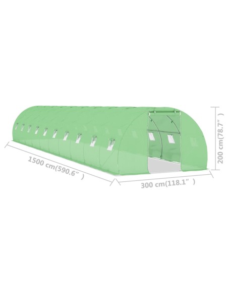 Оранжерия 45 м² 15x3x2 м