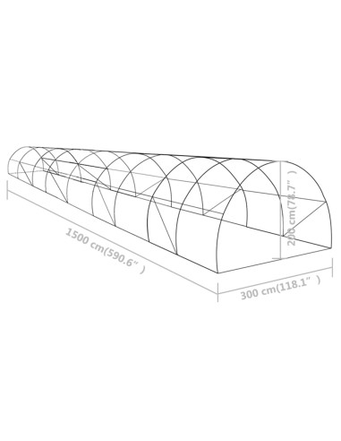 Оранжерия 45 м² 15x3x2 м