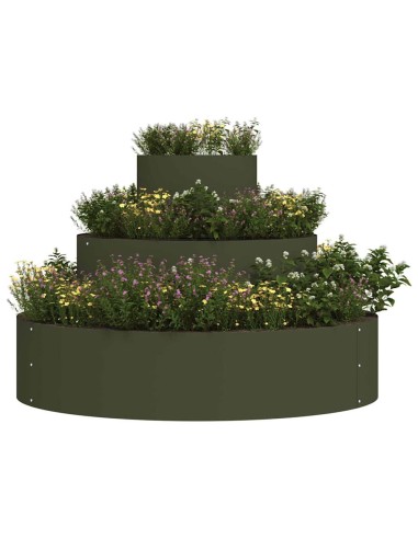 Градинска саксия Маслиненозелен 90 x 90 x 20 см Стомана