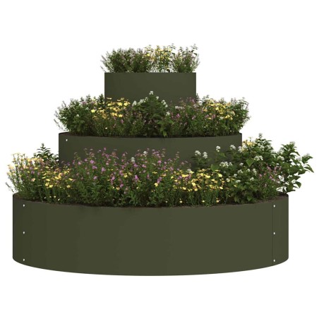 Градинска саксия Маслиненозелен 90 x 90 x 20 см Стомана