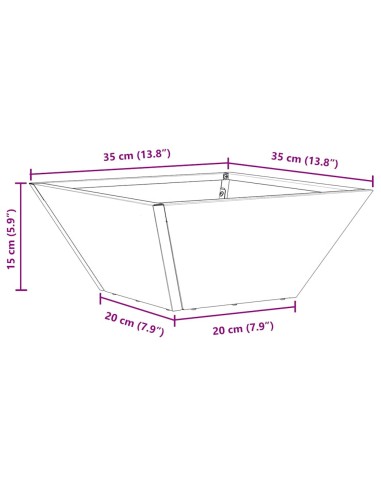 Саксия за градина Черно 35 x 35 x 15 см Стомана