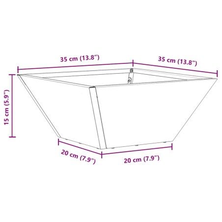 Саксия за градина Черно 35 x 35 x 15 см Стомана