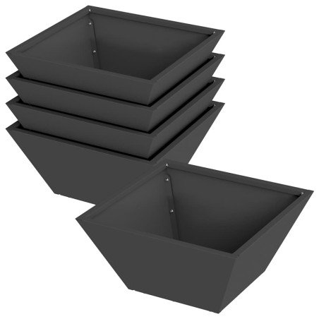 Саксия за градина 5 pcs Черно 35 x 35 x 15 см Стомана