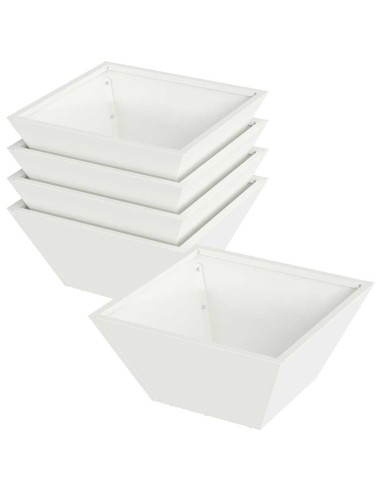 Саксия за градина 5 pcs Бяло 35 x 35 x 15 см Стомана